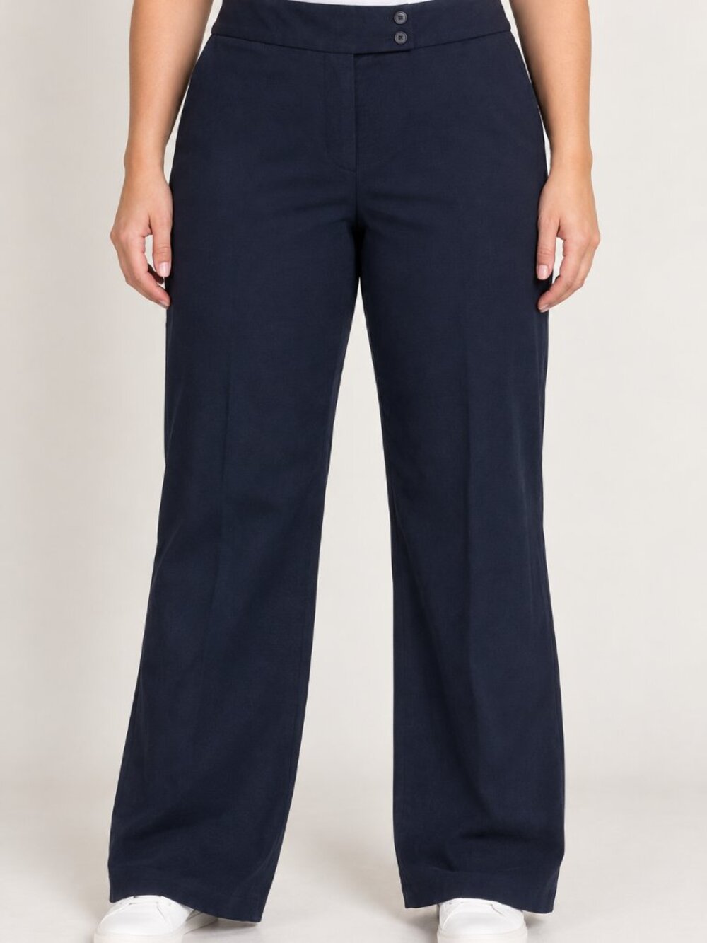 Good Clothes Navy Size 16 Wide Leg Pants Stretch Quiet Luxury Wardrobe